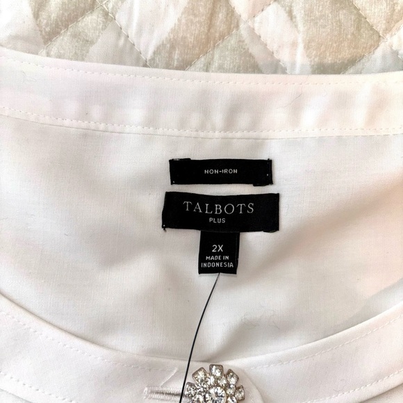 NWT Talbots White Long Sleeve Blouse with Decorative Buttons - Picture 7 of 8